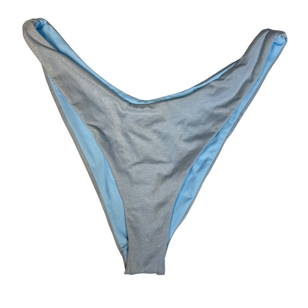 L*Space Cabana Bikini Bottom Bitsy Sky Blue Silver Women’s Size Large - Picture 2 of 9